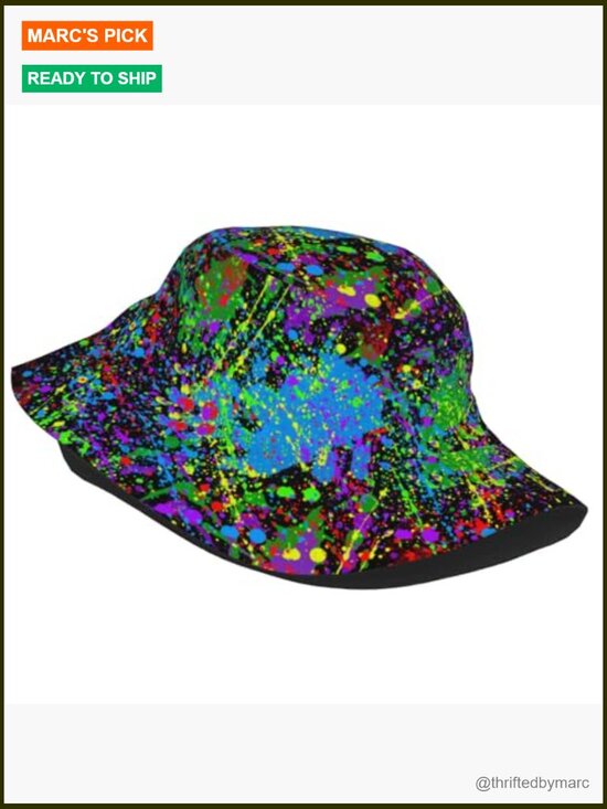 Glow in Dark Splatter Bucket Hat Sun Beach Fisherman Cap Outdoor main image 4